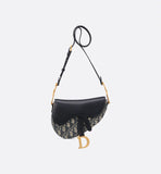 Mini Soft Saddle Bag with Strap Blue Oblique Jacquard