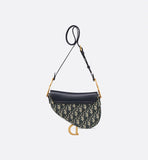 Mini Soft Saddle Bag with Strap Blue Oblique Jacquard