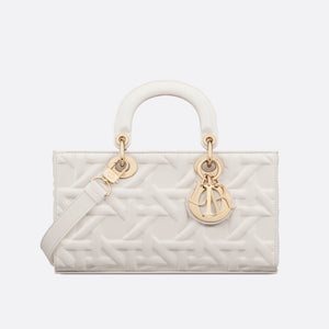 Latte Graphic Cannage Calfskin Medium Lady D-Joy Bag