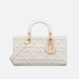 Latte Graphic Cannage Calfskin Medium Lady D-Joy Bag