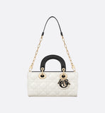 Small Lady Bag Two-Tone Latte and Black Cannage