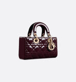 Small Lady D-Joy Bag Plum Patent Cannage Calfskin