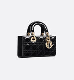 Small Lady Bag Black Patent Cannage Calfskin