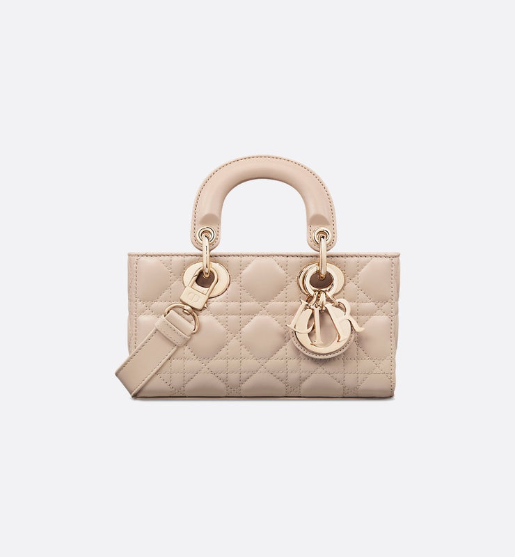 Mini Lady Bag Powder Beige Cannage Lambskin