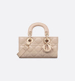Mini Lady Bag Powder Beige Cannage Lambskin