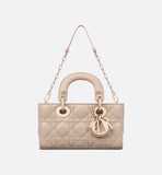 Mini Lady Bag Powder Beige Cannage Lambskin
