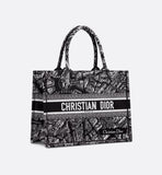 Medium Book Tote Black and White Plan de Paris