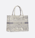 Medium Book Tote Ecru and Gray Toile de