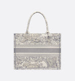 Medium Book Tote Ecru and Gray Toile de