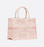 Medium Book Tote Ecru and Pink Toile de Jouy