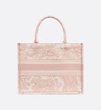 Medium Book Tote Ecru and Pink Toile de Jouy