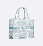 Medium Book Tote White and Celestial Blue Toile de