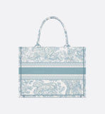 Medium Book Tote White and Celestial Blue Toile de