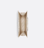 Medium Book Tote White and Gold-Tone Oblique
