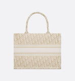 Medium Book Tote White and Gold-Tone Oblique