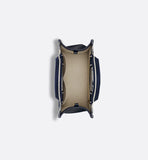 Small Book Tote White and Navy Blue Toile de Jouy