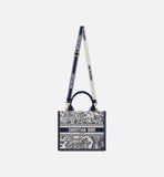 Small Book Tote White and Navy Blue Toile de Jouy