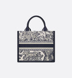 Small Book Tote White and Navy Blue Toile de Jouy
