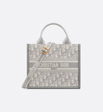 Small Book Tote Gray Oblique Embroidery and