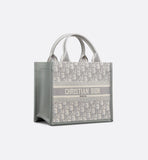 Small Book Tote Gray Oblique Embroidery and