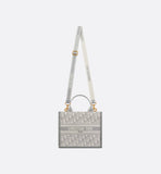 Small Book Tote Gray Oblique Embroidery and