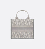 Small Book Tote Gray Oblique Embroidery and
