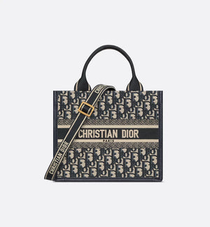 Small Book Tote BlueOblique Embroidery and