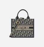 Small Book Tote BlueOblique Embroidery and