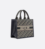 Small Book Tote BlueOblique Embroidery and