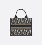 Small Book Tote BlueOblique Embroidery and