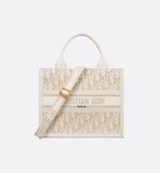 Small Book Tote Oblique Embroidery with Gold