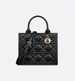 Small Book Tote Black Macrocannage Calfskin