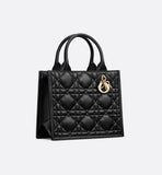 Small Book Tote Black Macrocannage Calfskin
