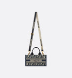 East-West Book Tote with Strap Blue Dior Oblique