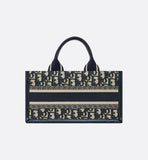 East-West Book Tote with Strap Blue Dior Oblique