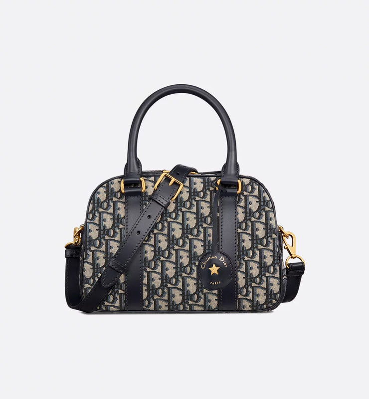 Medium Bowling Bag Blue Oblique Jacquard