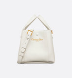 Small Signature Bucket Bag Latte Grained Calfskin