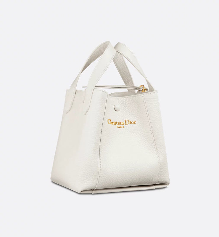 Small Signature Bucket Bag Latte Grained Calfskin