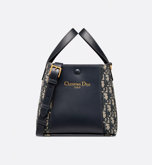Small Signature Bucket Bag Blue Dior Oblique Jacquard