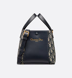 Small Signature Bucket Bag Blue Dior Oblique Jacquard