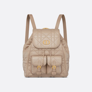 Medium Caro Backpack Desert Taupe Macrocannage Lambskin