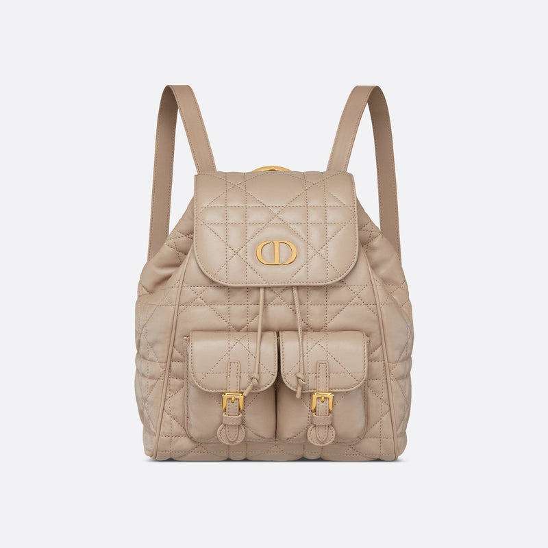 Medium Caro Backpack Desert Taupe Macrocannage Lambskin
