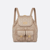 Medium Caro Backpack Desert Taupe Macrocannage Lambskin