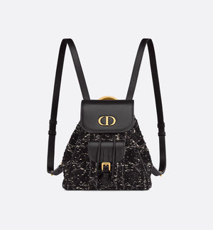 Small Caro Backpack Black Tweed with White
