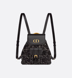 Small Caro Backpack Black Tweed with White