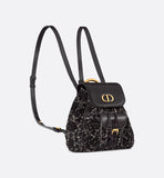 Small Caro Backpack Black Tweed with White