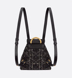 Small Caro Backpack Black Tweed with White