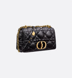 Medium Caro Bag Black Quilted Macrocannage Calfskin