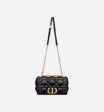 Medium Caro Bag Black Quilted Macrocannage Calfskin