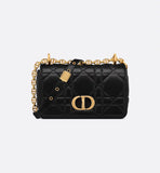 Small Soft Caro Bag Black Macrocannage Lambskin